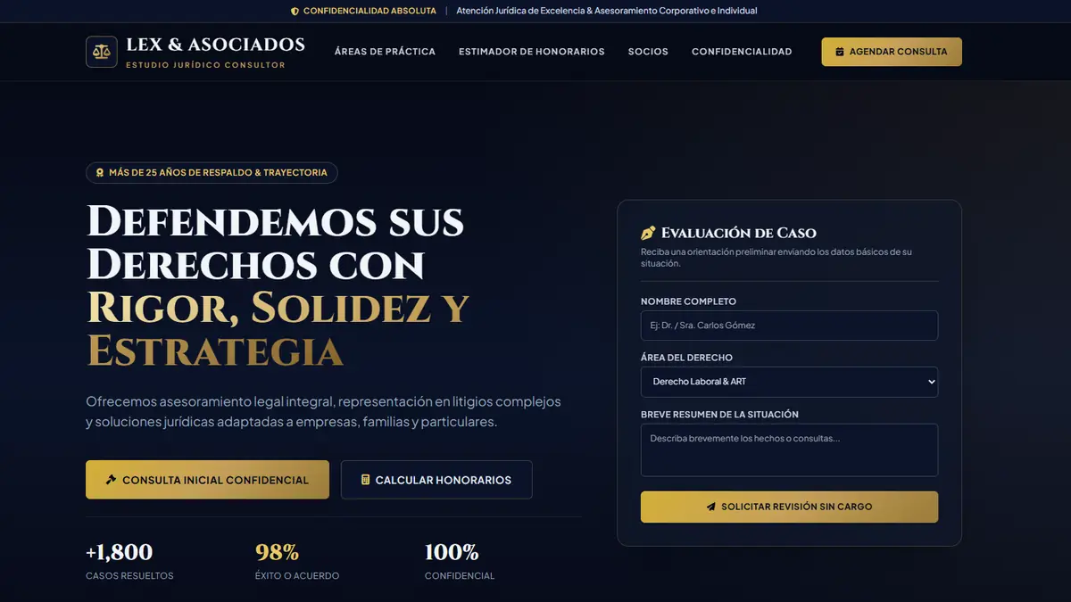 Modelo de página para estudio jurídico: Lex & Asociados
