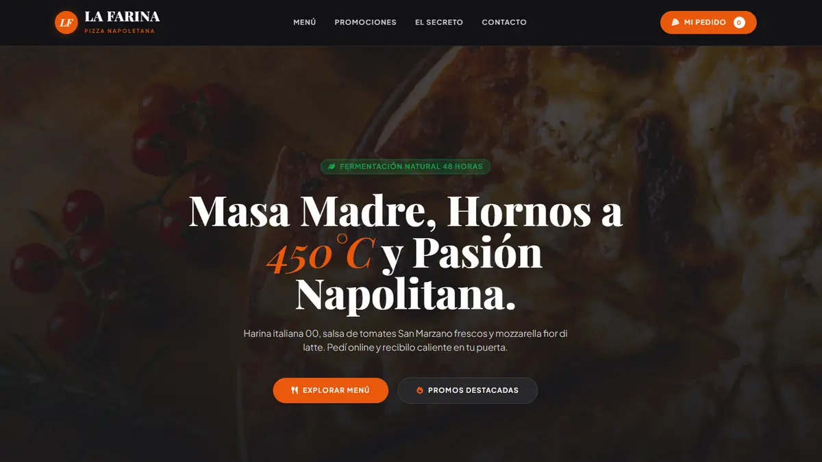 Modelo de página para pizzería: La Farina