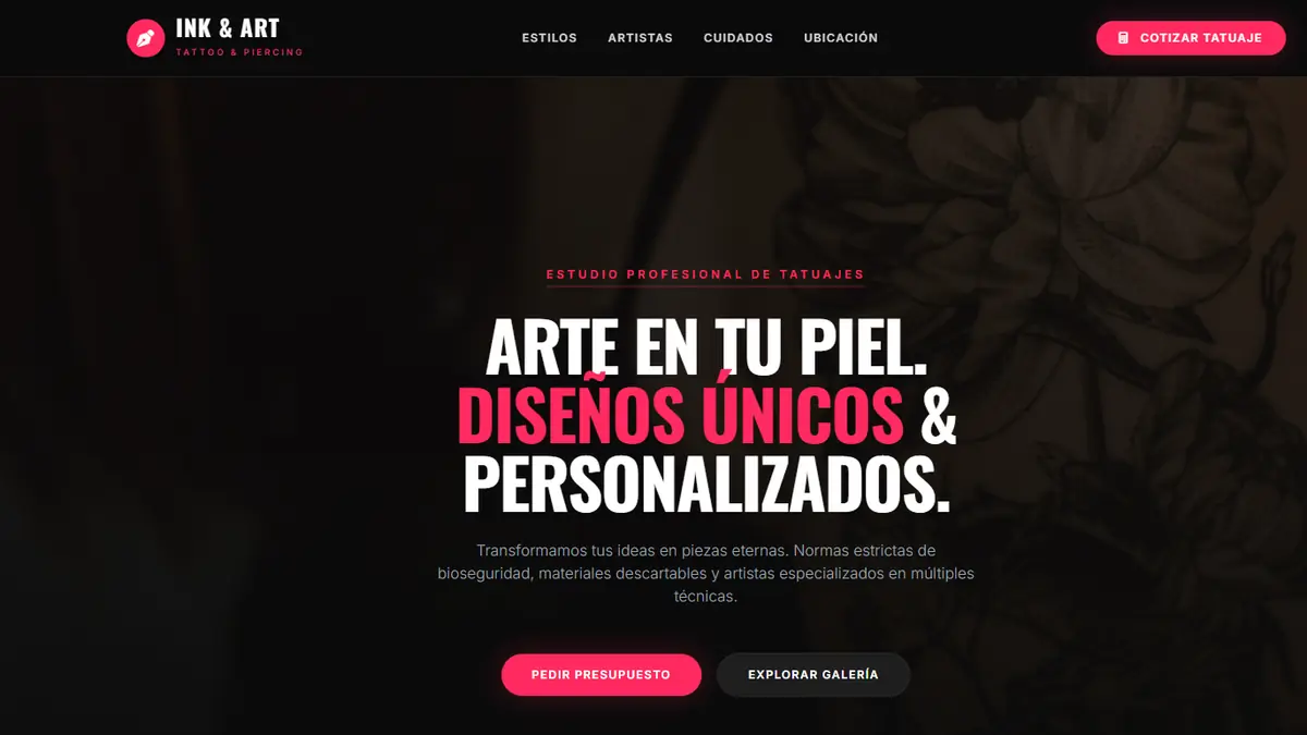 Modelo de página para tatuajes: Ink & Art